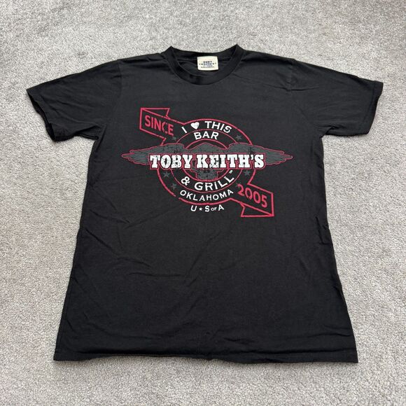 Toby Keith I Love This Bar & Grill Vintage 2005 Graphic T-Shirt Mens Small Black - Picture 1 of 9